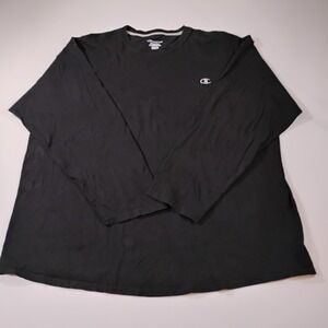 Champion Men's Size XXL Black Long Sleeve T-Shirt Embroidered Logo